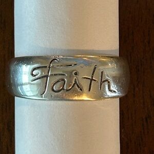 Sterling Silver Faith Engraved Ring Size 8
